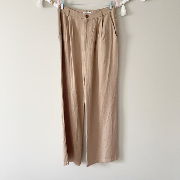NEW Reformation Mason Trouser Pants Pleated Wide Leg High Rise Khaki Size 10 - Picture 7 of 8